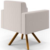 Kit 02 Poltronas Base Giratória De Madeira Helô L02 Cru - 3