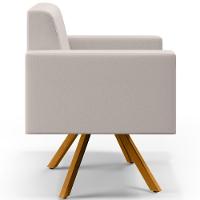 Kit 02 Poltronas Base Giratória De Madeira Helô L02 Cru