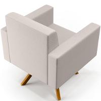 Kit 02 Poltronas Base Giratória De Madeira Helô L02 Cru - 5