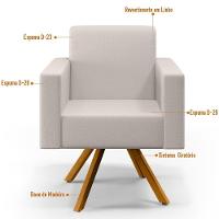 Kit 02 Poltronas Base Giratória De Madeira Helô L02 Cru - 8