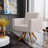 Kit 02 Poltronas Base Giratória De Madeira Helô L02 Cru - 10