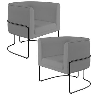 Kit 2 Poltronas Betina D02 Veludo Cinza Preto Lyam Decor