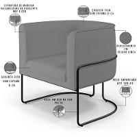 Kit 02 Poltronas Preto Betina D02 Veludo Cinza C-317 - 15