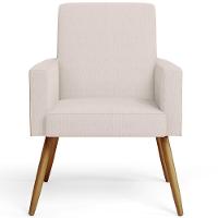 Kit 04 Poltronas Pés Palito Linho Cru Couríssimo Camel - 6