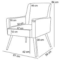 Kit 04 Poltronas Pés Palito Linho Cru Couríssimo Camel - 7