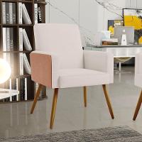 Kit 04 Poltronas Pés Palito Linho Cru Couríssimo Camel - 11