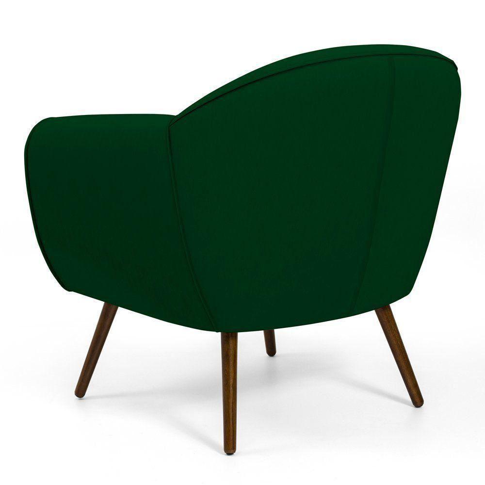 Kit 02 Poltronas Com Nina D02 Veludo Verde Liso C-303 - 3