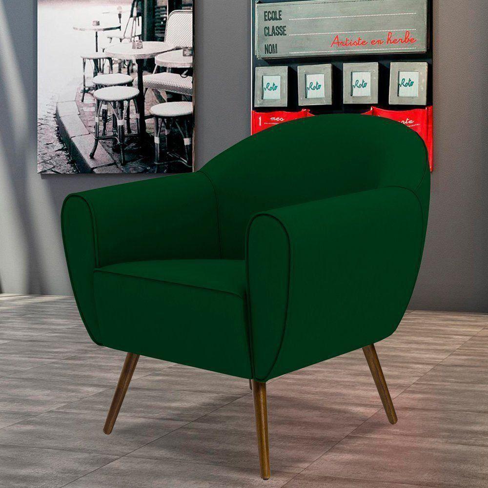 Kit 02 Poltronas Com Nina D02 Veludo Verde Liso C-303 - 7