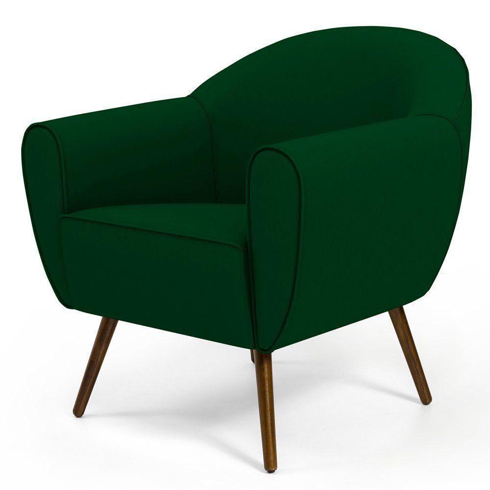 Kit 02 Poltronas Com Nina D02 Veludo Verde Liso C-303 - 8