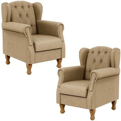 Kit 2 Poltronas Decorativas Yara P02 Linho Bege Lyam Decor