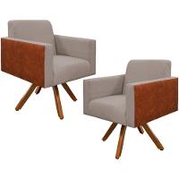 Kit 02 Poltronas Helô L02 Bege Camel - 1