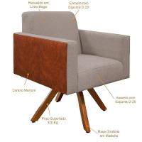 Kit 02 Poltronas Helô L02 Bege Camel - 3