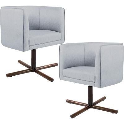 Kit 2 Poltronas Giratórias Betina D02 Linho Cinza Lyam Decor