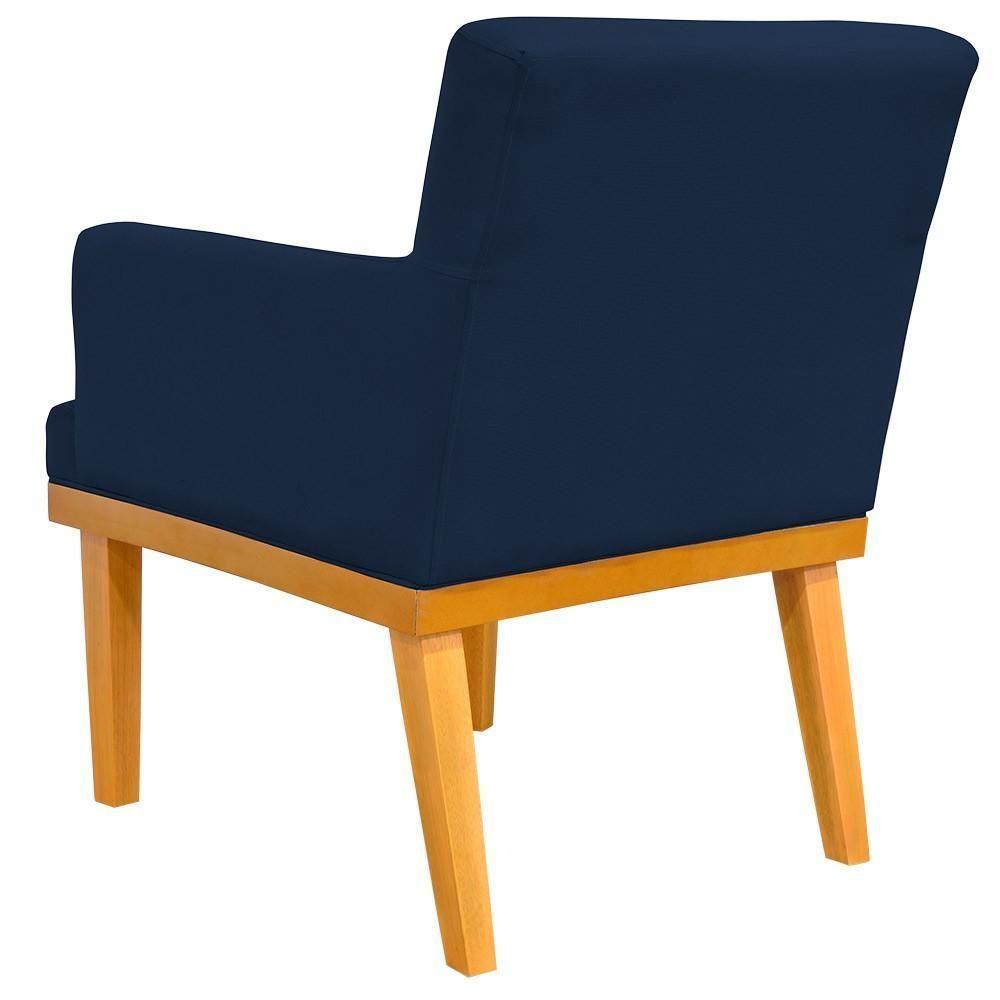Kit 03 Poltronas Base Mel Beatriz W01 Suede Azul Marinho - 4