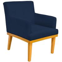 Kit 03 Poltronas Base Mel Beatriz W01 Suede Azul Marinho - 6