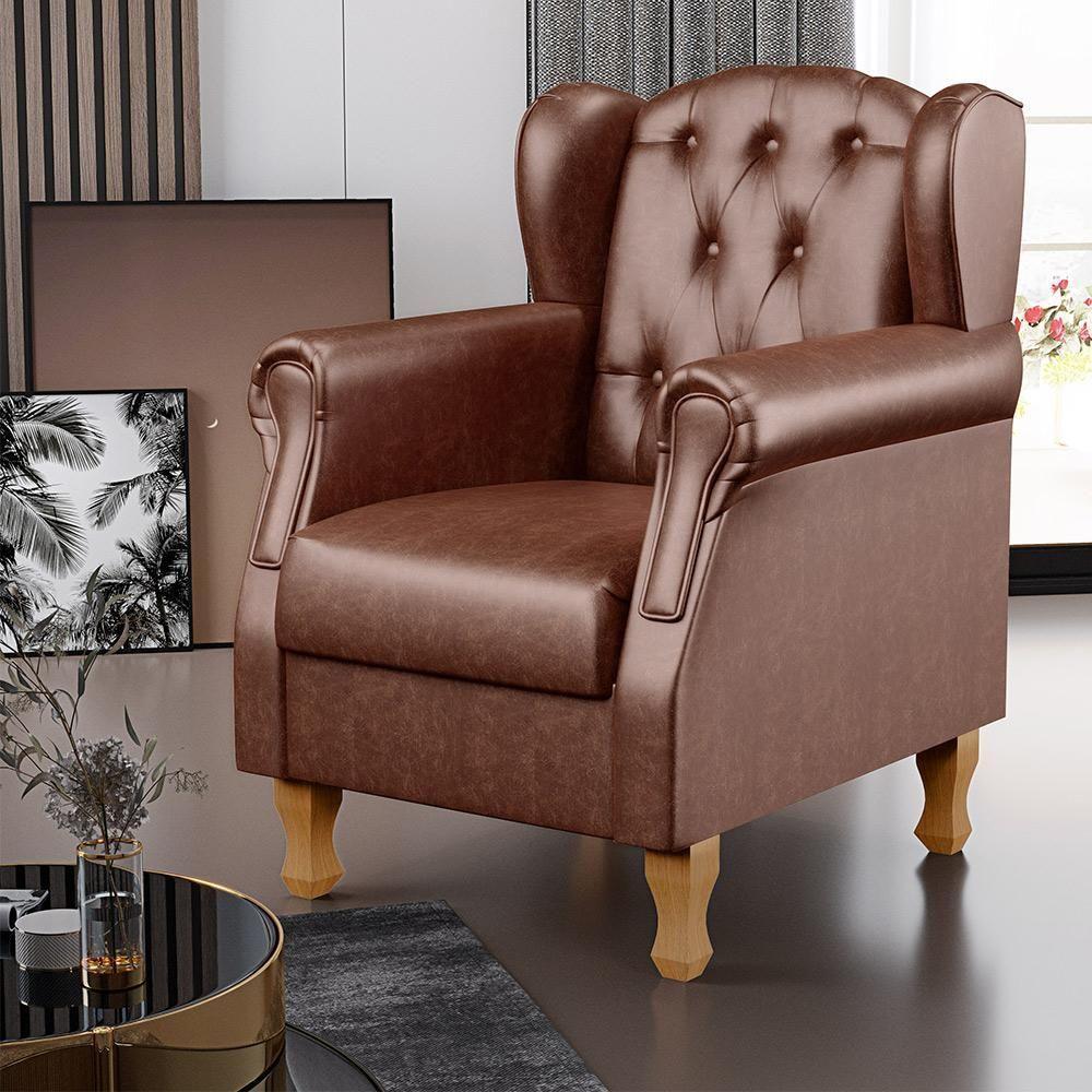 Kit 02 Poltronas Decorativa Yara P02 Marrom - 8