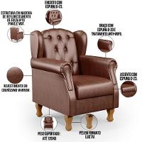 Kit 02 Poltronas Decorativa Yara P02 Marrom - 8