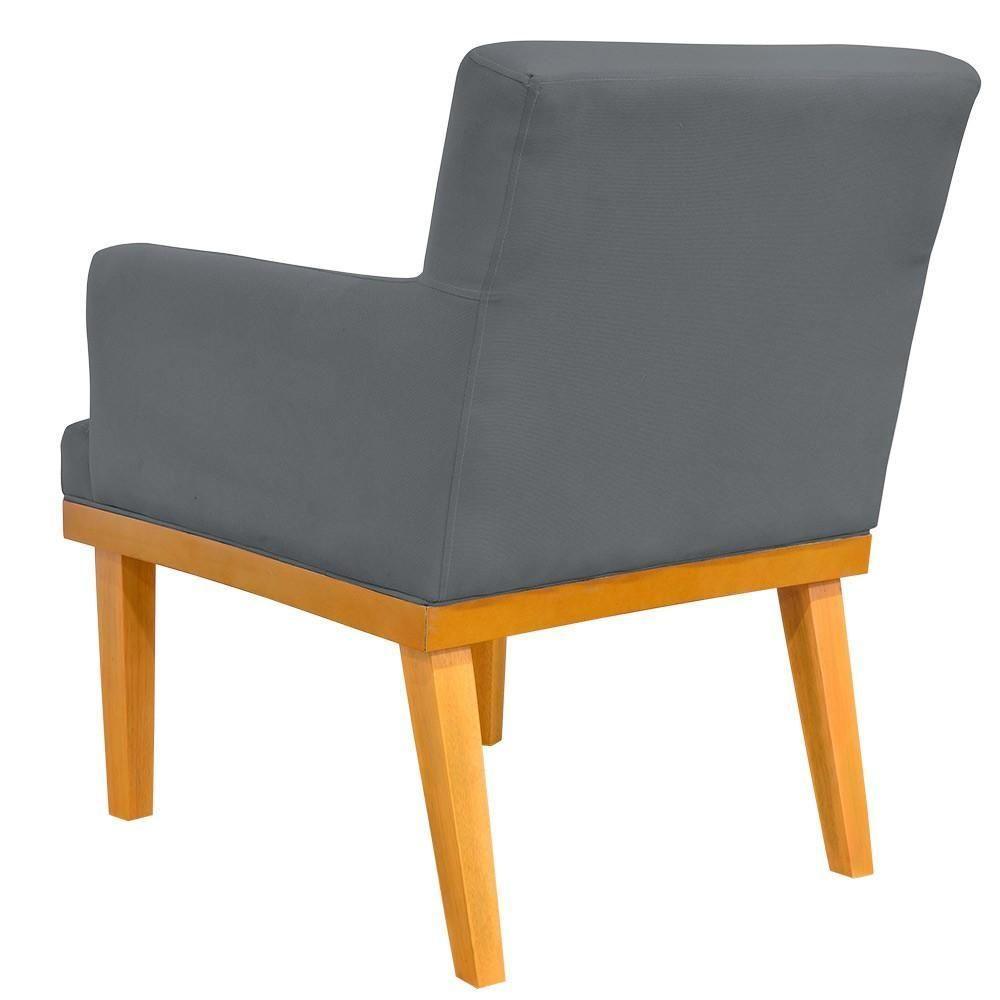 Kit 03 Poltronas Base Mel Beatriz W01 Suede Cinza - 4