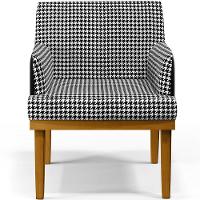 Kit 04 Poltronas Base Mel Suede Pied Poule Couríssimo Preto - 6