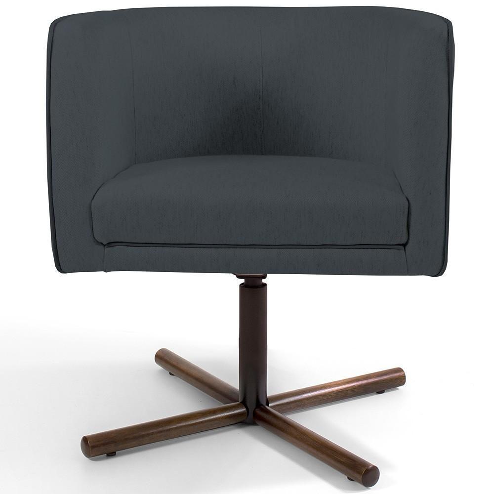 Poltrona Giratória Base X Veludo Cinza C-317 - 4