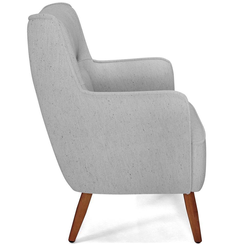 Poltrona Fixa Pés De Madeira Isabella Linho Cinza D-315 - 2