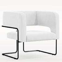 Poltrona Base De Aço Preto Corano Branco C-12 - 1