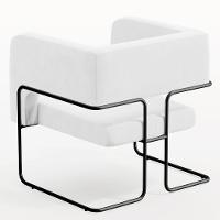 Poltrona Base De Aço Preto Corano Branco C-12 - 2