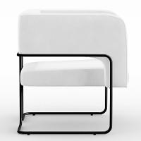 Poltrona Base De Aço Preto Corano Branco C-12 - 3