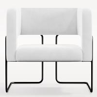 Poltrona Base De Aço Preto Corano Branco C-12 - 5