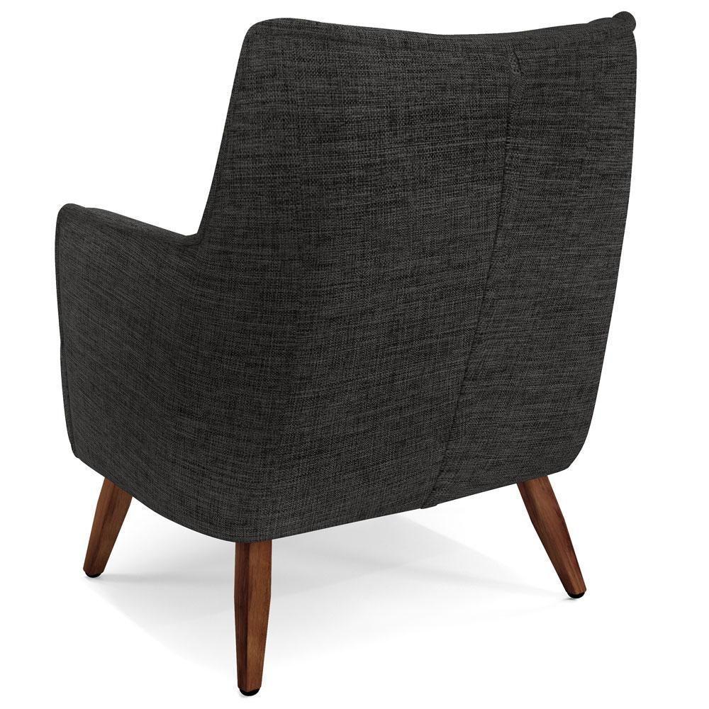 Poltrona Fixa Pés De Madeira Isabella Linho Chumbo D-465 - 2