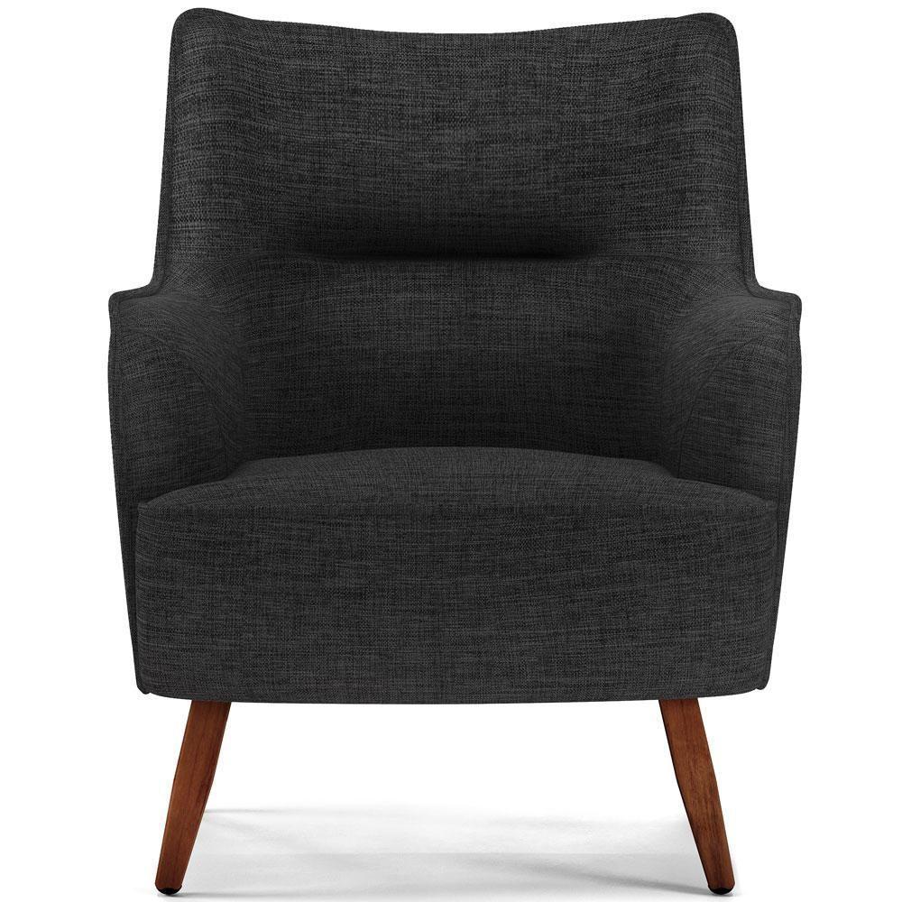 Poltrona Fixa Pés De Madeira Isabella Linho Chumbo D-465 - 8