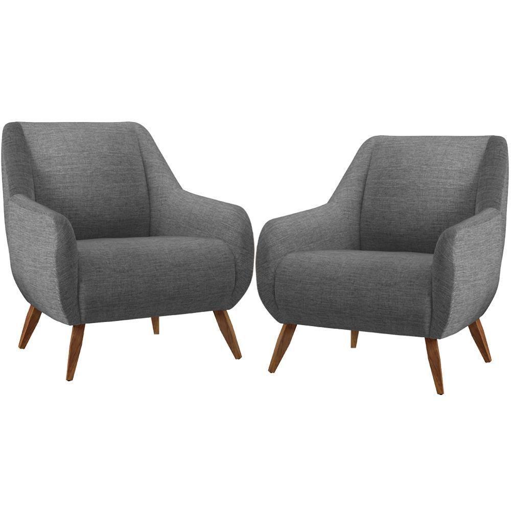 Kit 02 Poltronas Paloma D02 Cinza Escuro C-416 - 1