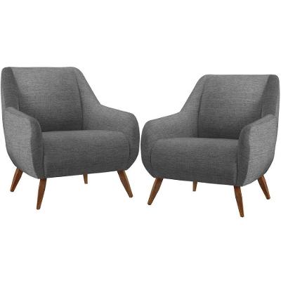 Kit 2 Poltronas Paloma D02 Decorativa Fixa Cinza Lyam Decor