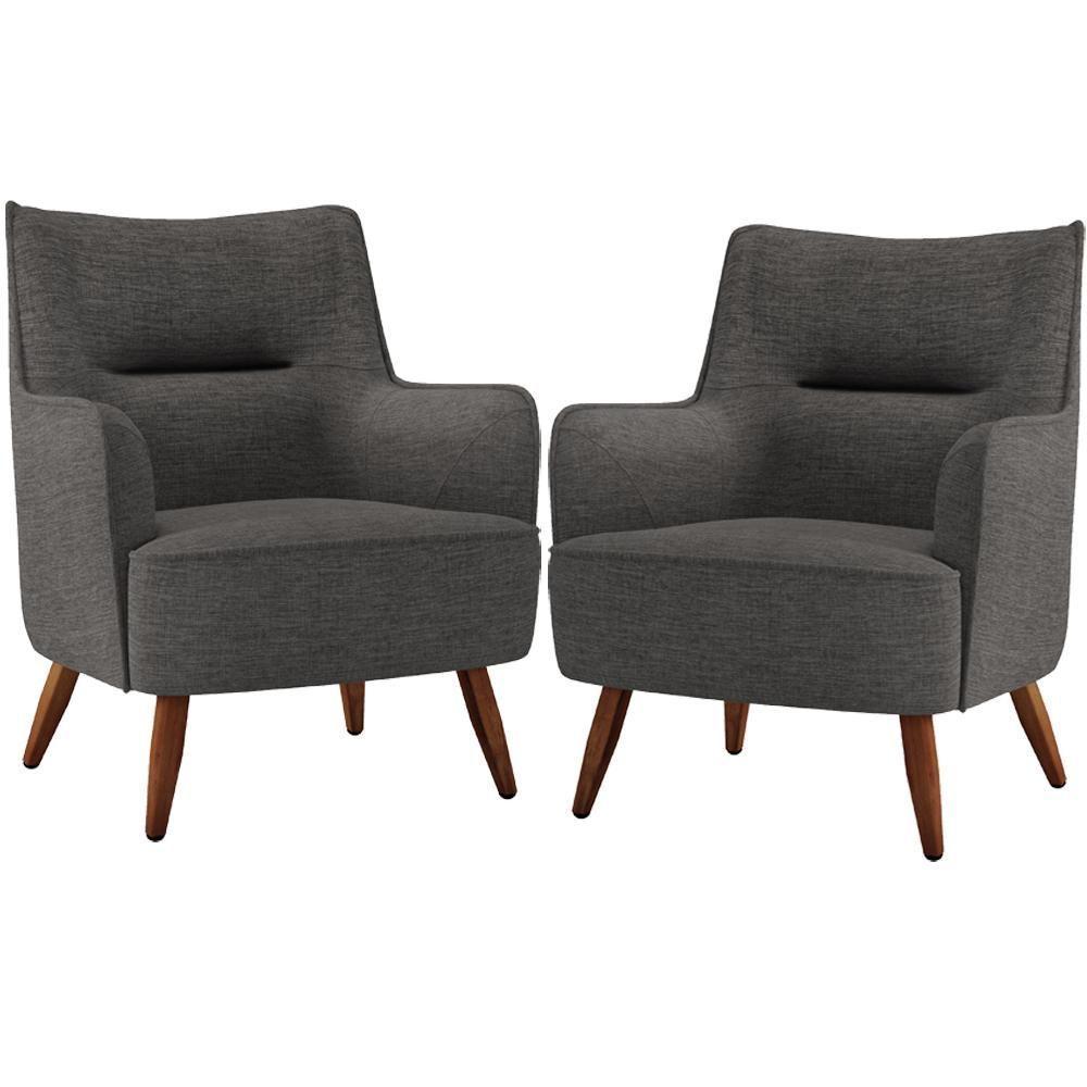 Kit 02 Poltronas Isabella D02 Cinza Escuro C-416 - 1