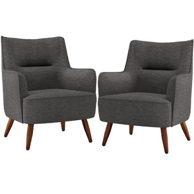 Kit 2 Poltronas Decorativas Fixas Isabella D02 Cinza Escuro Lyam Decor