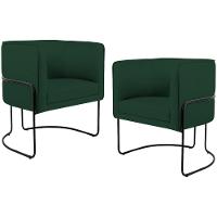 Kit 02 Poltronas Preto Betina D02 Verde Musgo C-117 - 1