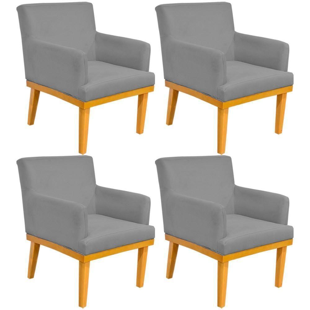 Kit 04 Poltronas Base Mel Beatriz W01 Corano Cinza - 1