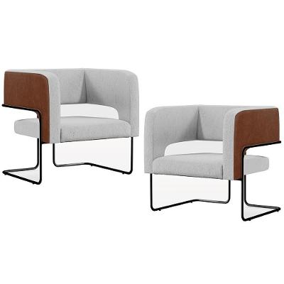 Kit 2 Poltronas Scarlett D02 Couríssimo Marrom B-38 Linho Cinza Preto Marrom Cinza Lyam Decor