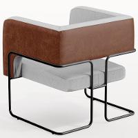 Kit 02 Poltronas Preto Marrom B-38 Linho Cinza D-315 - 2