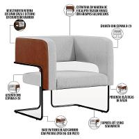 Kit 02 Poltronas Preto Marrom B-38 Linho Cinza D-315 - 6