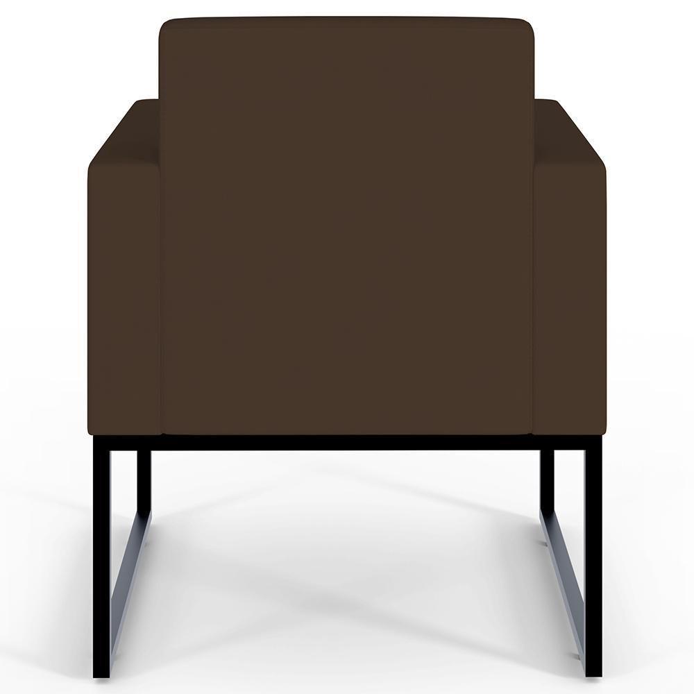 Kit 04 Poltronas Base Fixa De Metal Suede Marrom - 2