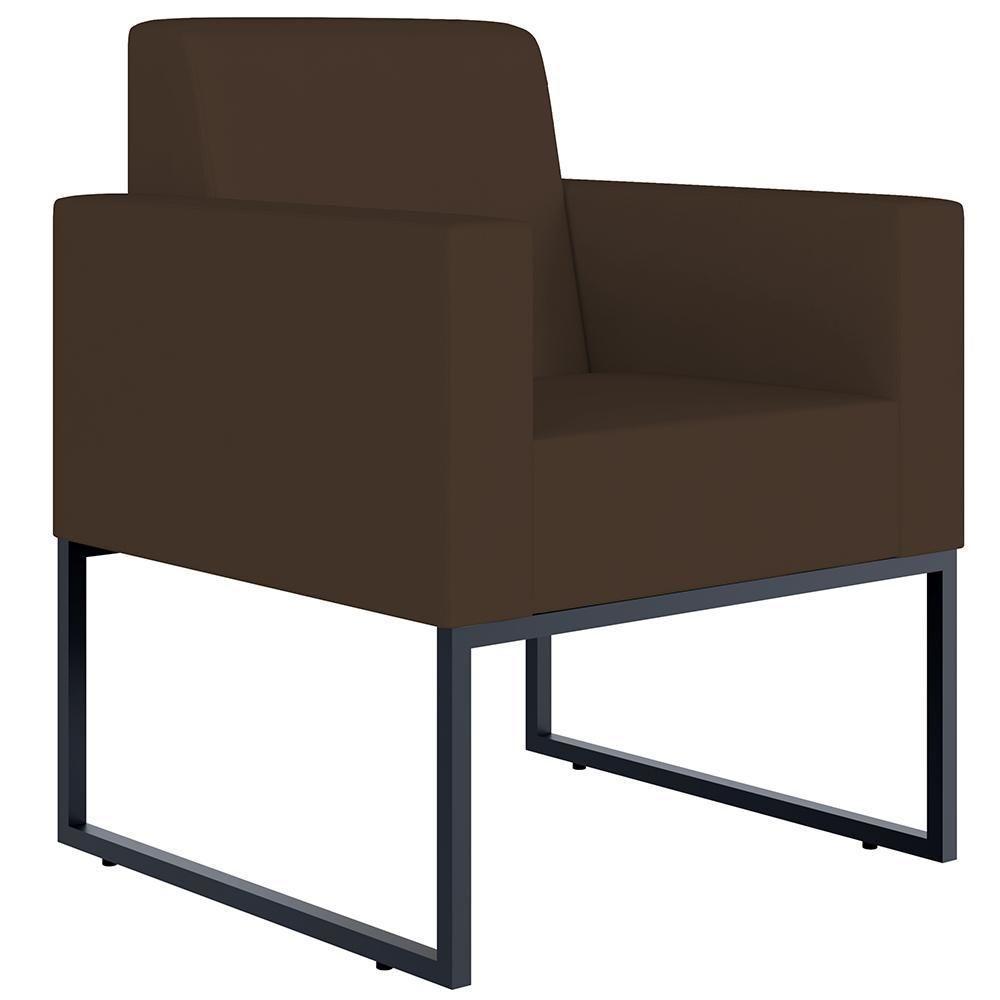 Kit 04 Poltronas Base Fixa De Metal Suede Marrom - 11