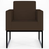 Kit 04 Poltronas Base Fixa De Metal Suede Marrom - 9