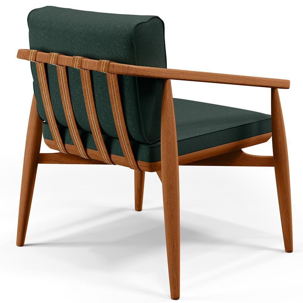 Poltrona Com Cintas De Corano Linho Verde Musgo - 5