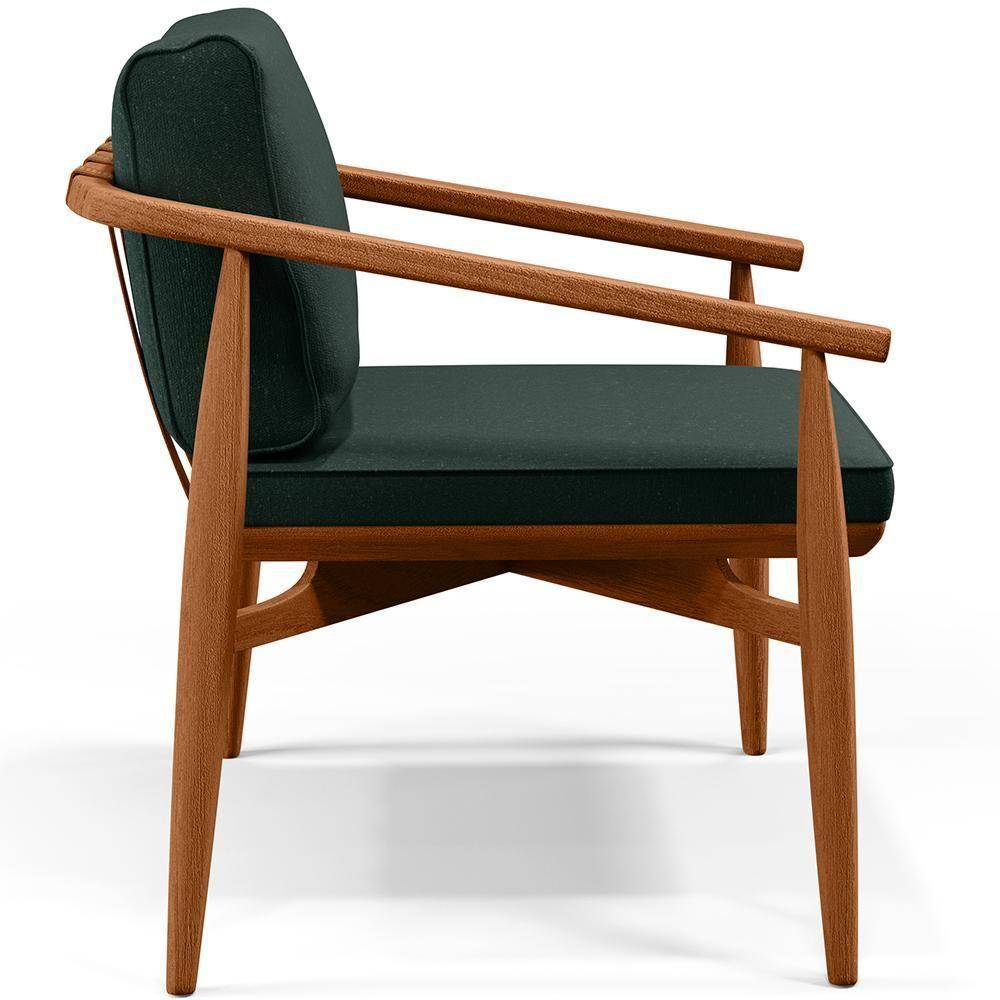 Poltrona Com Cintas De Corano Linho Verde Musgo - 6