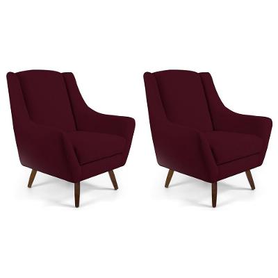 Kit 02 Poltronas Decorativas Fixas Juliet D02 Veludo Marsala Lyam Decor