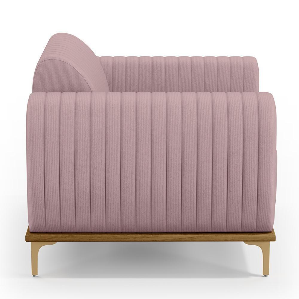 Kit 02 Poltronas E Pés D'Ouro Molino D02 Veludo Rosê C-305 - 3