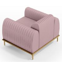 Kit 02 Poltronas E Pés D'Ouro Molino D02 Veludo Rosê C-305 - 2