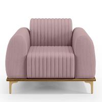 Kit 02 Poltronas E Pés D'Ouro Molino D02 Veludo Rosê C-305