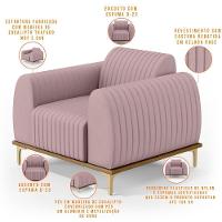 Kit 02 Poltronas E Pés D'Ouro Molino D02 Veludo Rosê C-305 - 6